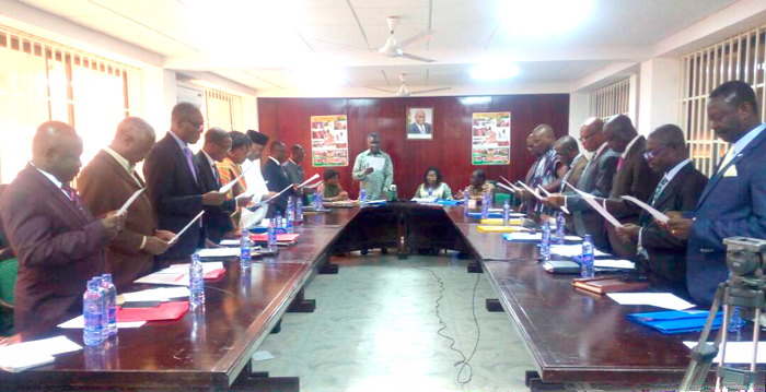 Prof. Kwabena Frimpong Boateng administering the oath of office to the Council members